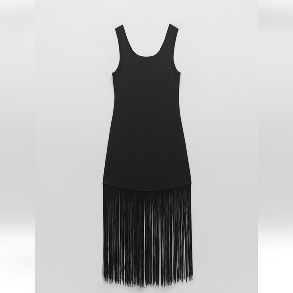 Zara Knit Flapper Dress Black M Medium NWT - Picture 6 of 7